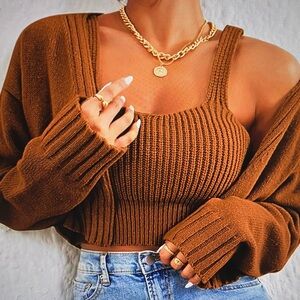 Brown Women's Sweater Set